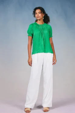 Current Air Brooklyn Crinkle Top DEEPSPRINGGREEN Best