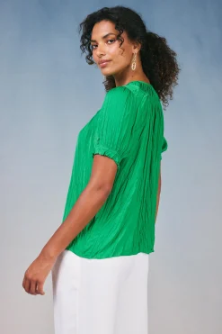 Current Air Brooklyn Crinkle Top DEEPSPRINGGREEN Best