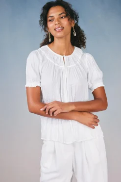 Current Air Brooklyn Crinkle Top WHITE New