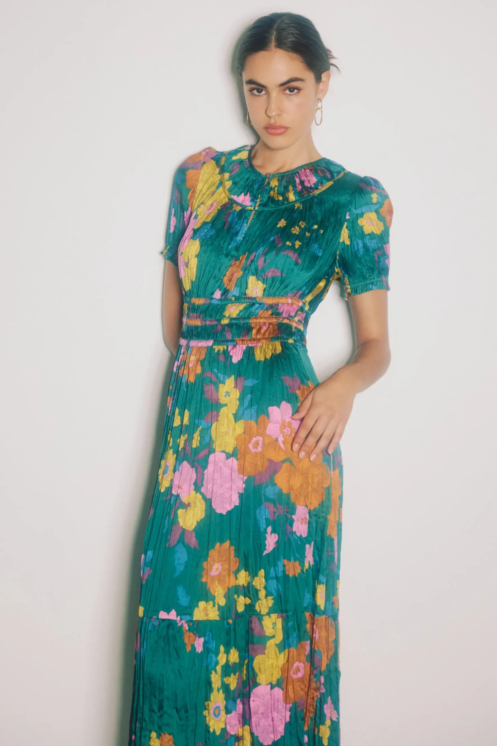 Current Air Brooklyn Floral Midi Dress GREENFLORAL Hot