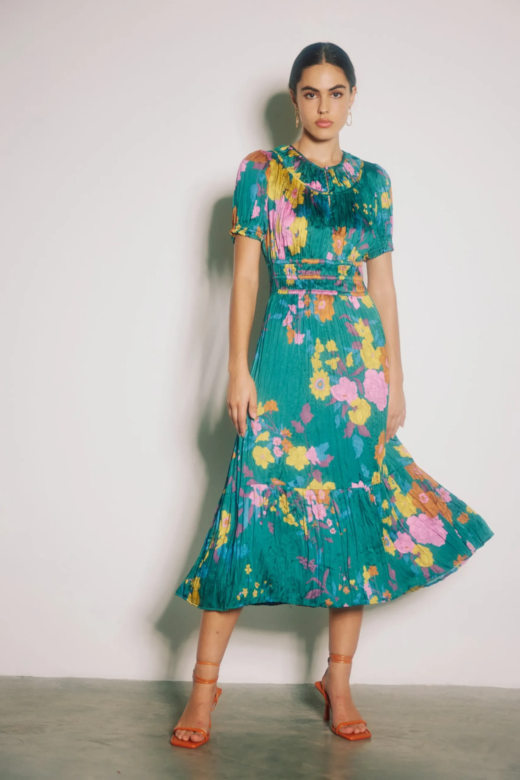 Current Air Brooklyn Floral Midi Dress GREENFLORAL Hot