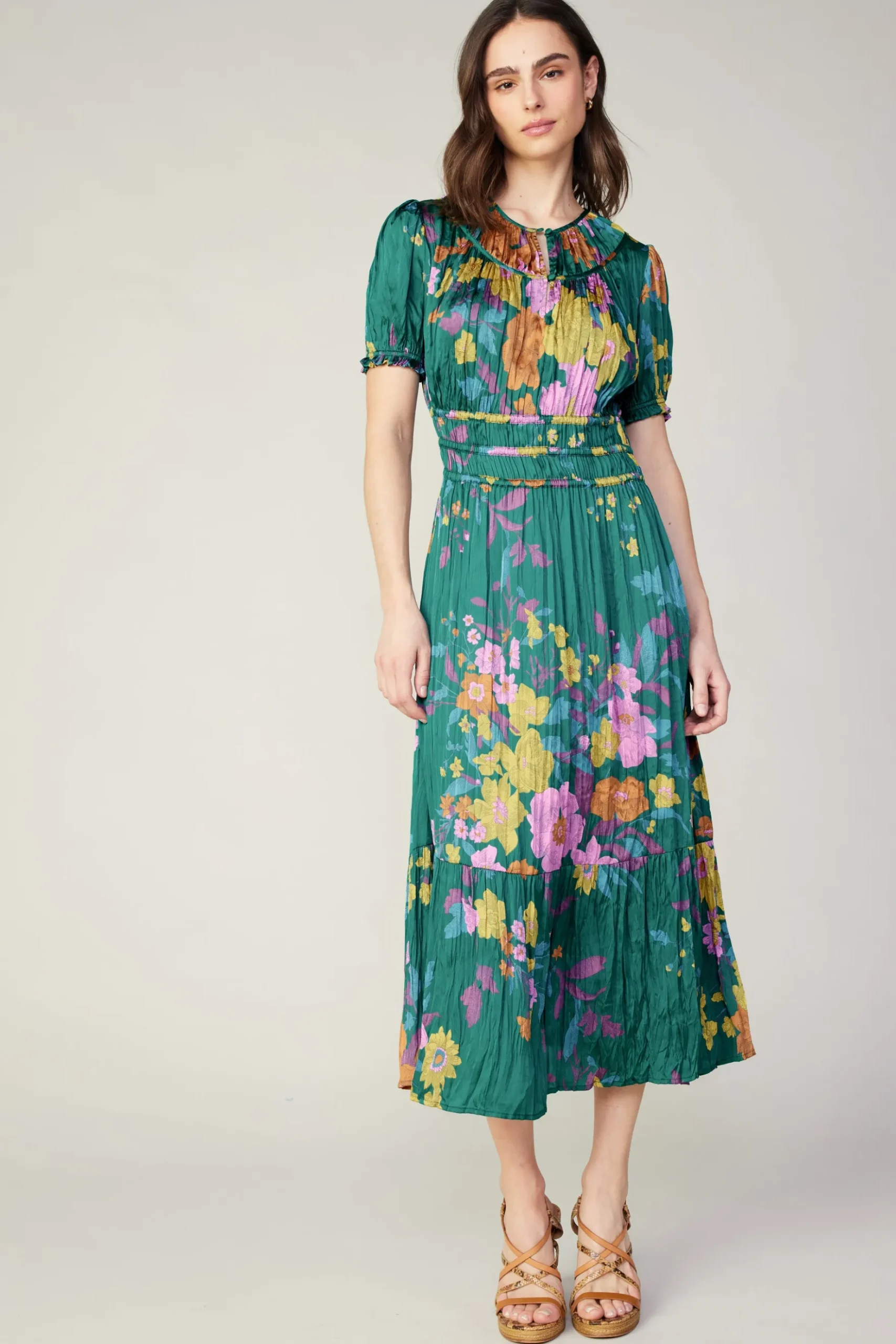 Current Air Brooklyn Floral Midi Dress GREENFLORAL Hot