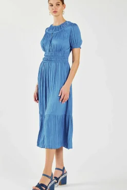 Current Air Brooklyn Pleated Midi Dress FADEDBLUE Fashion
