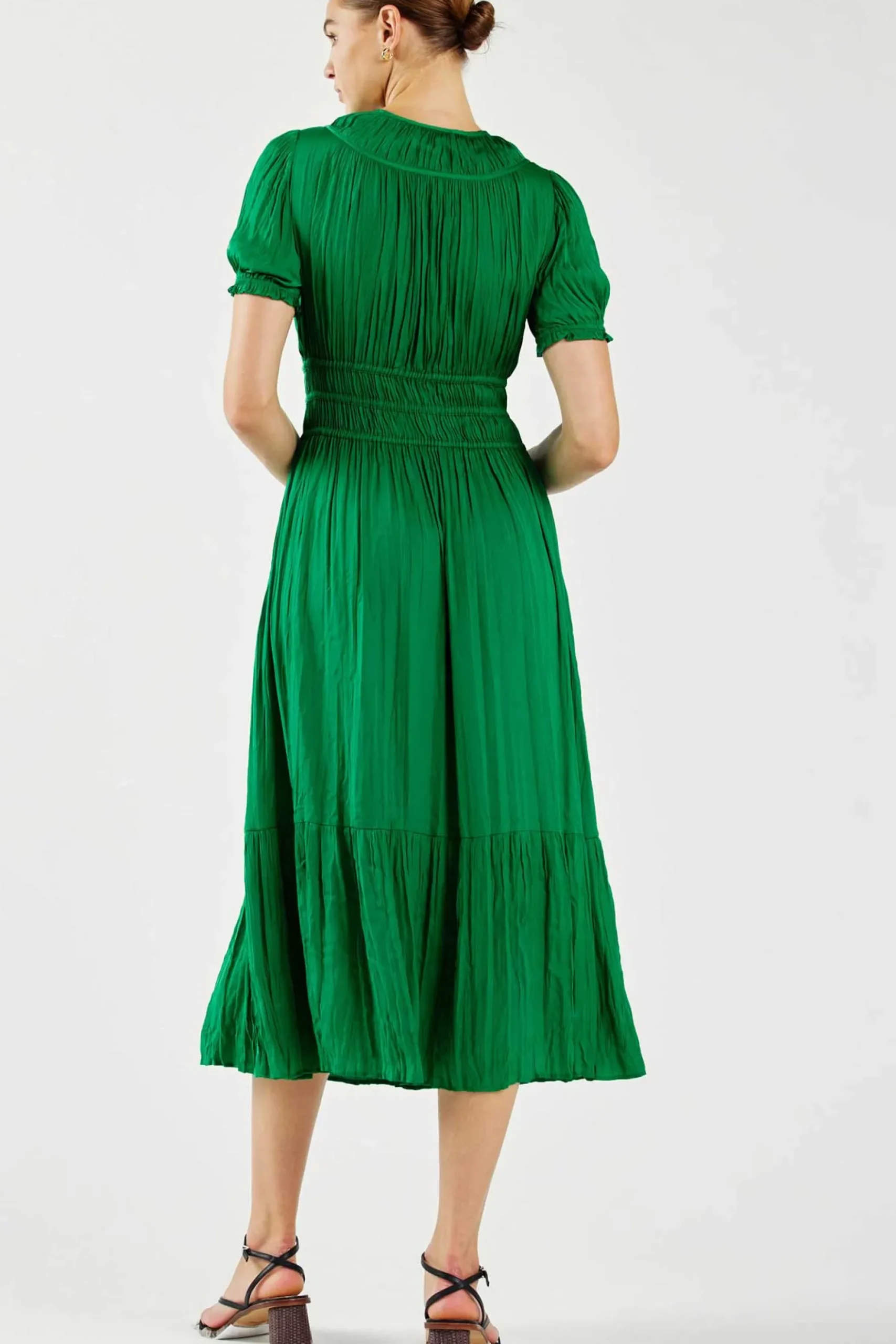 Current Air Brooklyn Pleated Midi Dress DEEPSPRINGGREEN Sale