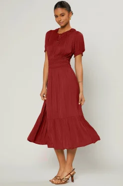 Current Air Brooklyn Pleated Midi Dress RED Outlet