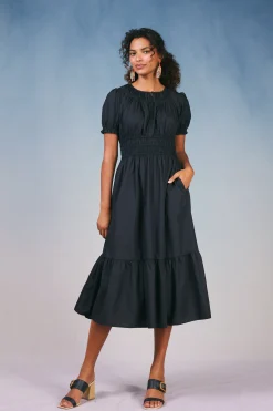 Current Air Brooklyn Poplin Midi Dress BLACK New