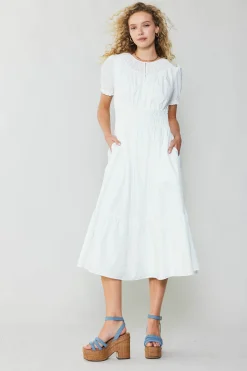Current Air Brooklyn Poplin Midi Dress WHITE Discount