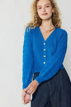 Current Air Button Cardigan BLUE Hot