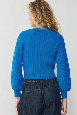 Current Air Button Cardigan BLUE Hot