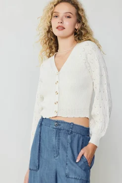 Current Air Button Cardigan CREAM Clearance