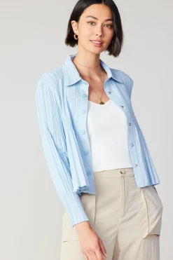 Current Air Button Down Pleated Top PASTELBLUE Best