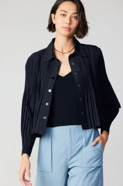 Current Air Button Down Pleated Top BLACK Online