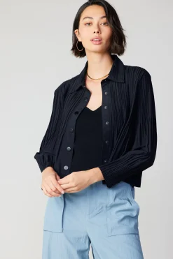 Current Air Button Down Pleated Top BLACK Online