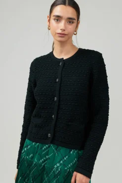 Current Air Button Up Tweed Cardigan BLACK Best
