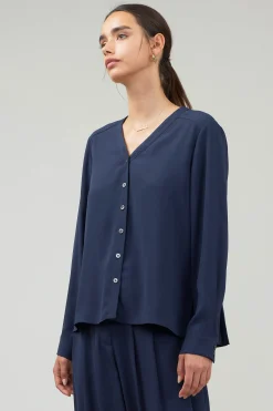 Current Air Buttondown Blouse SLATENAVY Best