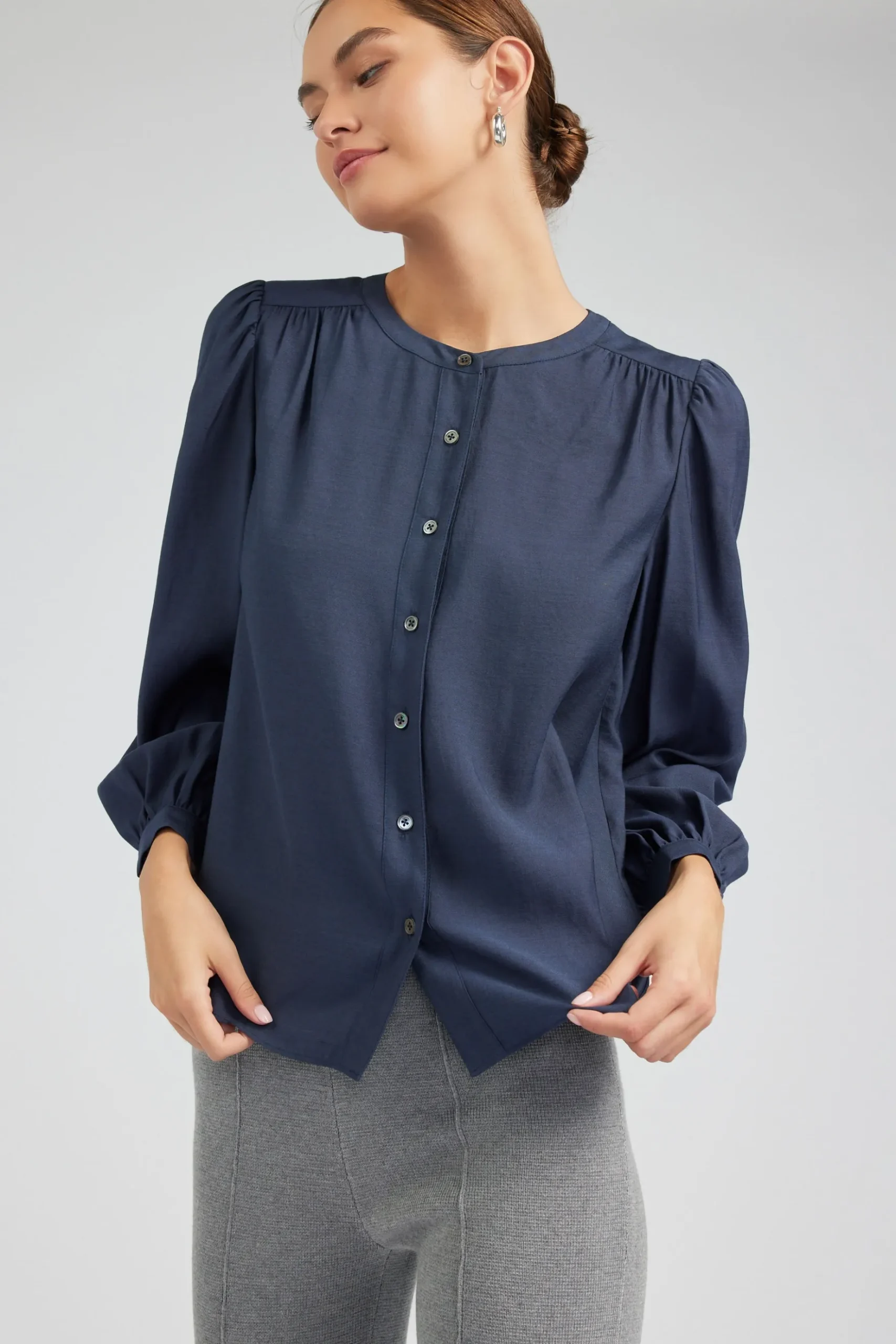 Current Air Buttoned Blouse SLATENAVY Sale