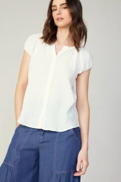 Current Air Buttoned Cotton Blouse WHITE Best