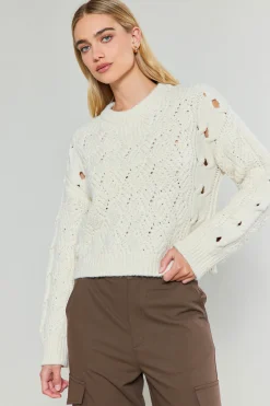 Current Air Cable Knit Sweater IVORY Hot