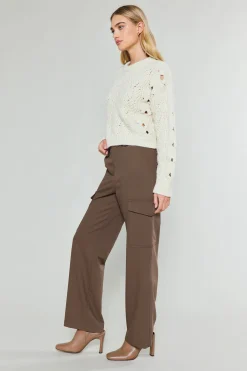 Current Air Cable Knit Sweater IVORY Hot