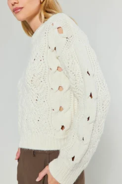 Current Air Cable Knit Sweater IVORY Hot