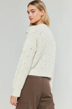Current Air Cable Knit Sweater IVORY Hot