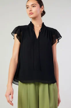 Current Air Cap Sleeve Blouse BLACK Best