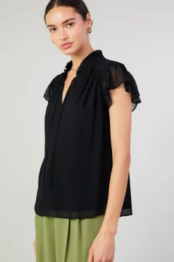 Current Air Cap Sleeve Blouse BLACK Best