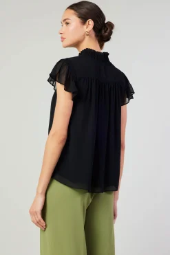 Current Air Cap Sleeve Blouse BLACK Best