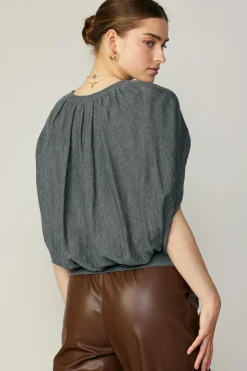 Current Air Cape Layered Sweater Top GREY Hot