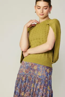 Current Air Cape Layered Sweater Top OLIVEMUSTARD Online
