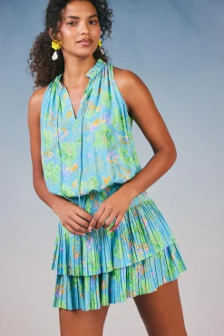 Current Air Cara Pleated Mini Dress BLUEMLT New