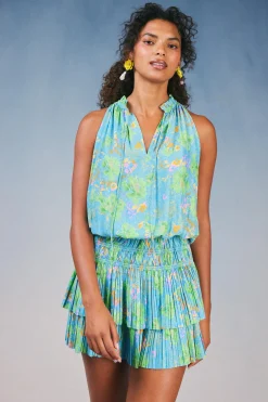 Current Air Cara Pleated Mini Dress BLUEMLT New