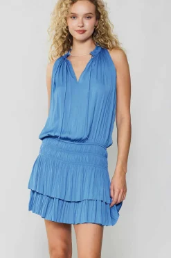 Current Air Cara Pleated Mini Dress FADEDBLUE Best