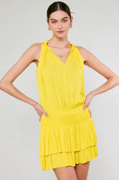 Current Air Cara Pleated Mini Dress SUNNYYELLOW New