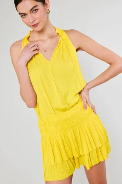 Current Air Cara Pleated Mini Dress SUNNYYELLOW New
