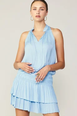 Current Air Cara Pleated Mini Dress PASTELBLUE Hot