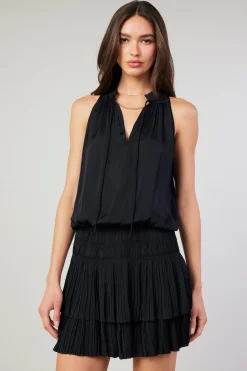 Current Air Cara Sleeveless Pleated Mini Dress BLACK Fashion