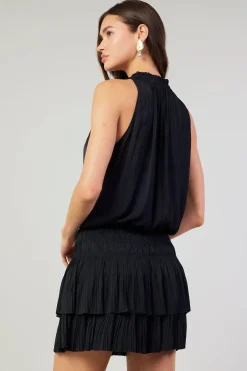 Current Air Cara Sleeveless Pleated Mini Dress BLACK Fashion