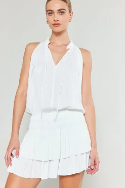 Current Air Cara Sleeveless Pleated Mini Dress WHITE Best