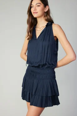 Current Air Cara Sleeveless Pleated Mini Dress DARKNAVY Hot