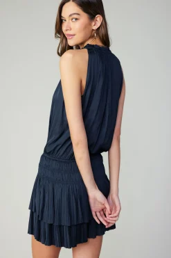 Current Air Cara Sleeveless Pleated Mini Dress DARKNAVY Hot