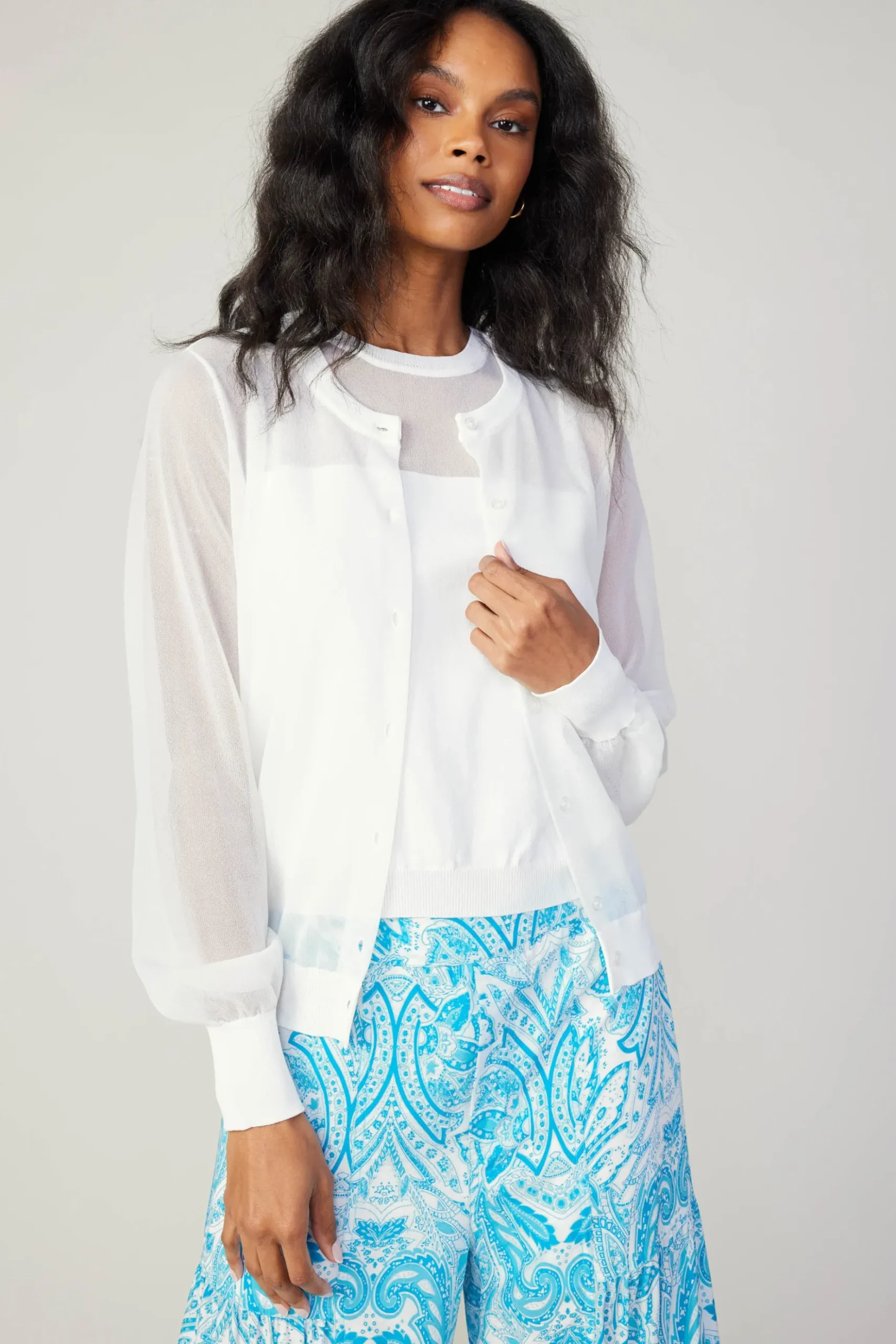 Current Air Cardigan Cami Set WHITE Discount
