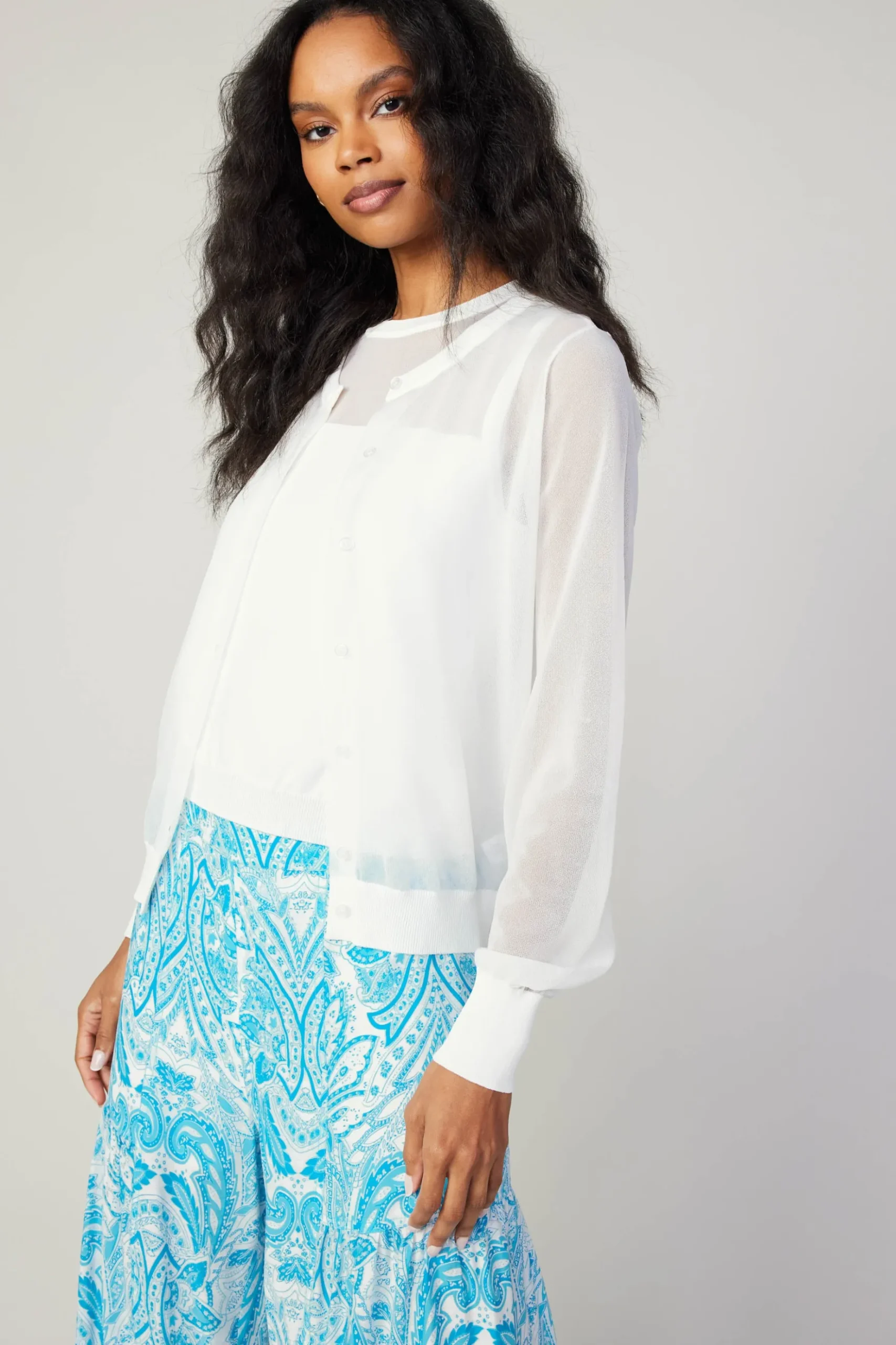 Current Air Cardigan Cami Set WHITE Discount