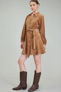 Current Air Carmel Corduroy Mini Dress LIGHTBROWN Sale