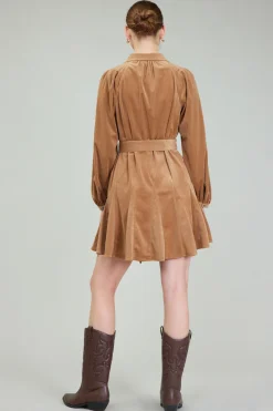 Current Air Carmel Corduroy Mini Dress LIGHTBROWN Sale