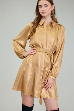 Current Air Carmel Metallic Mini Dress GOLD Fashion