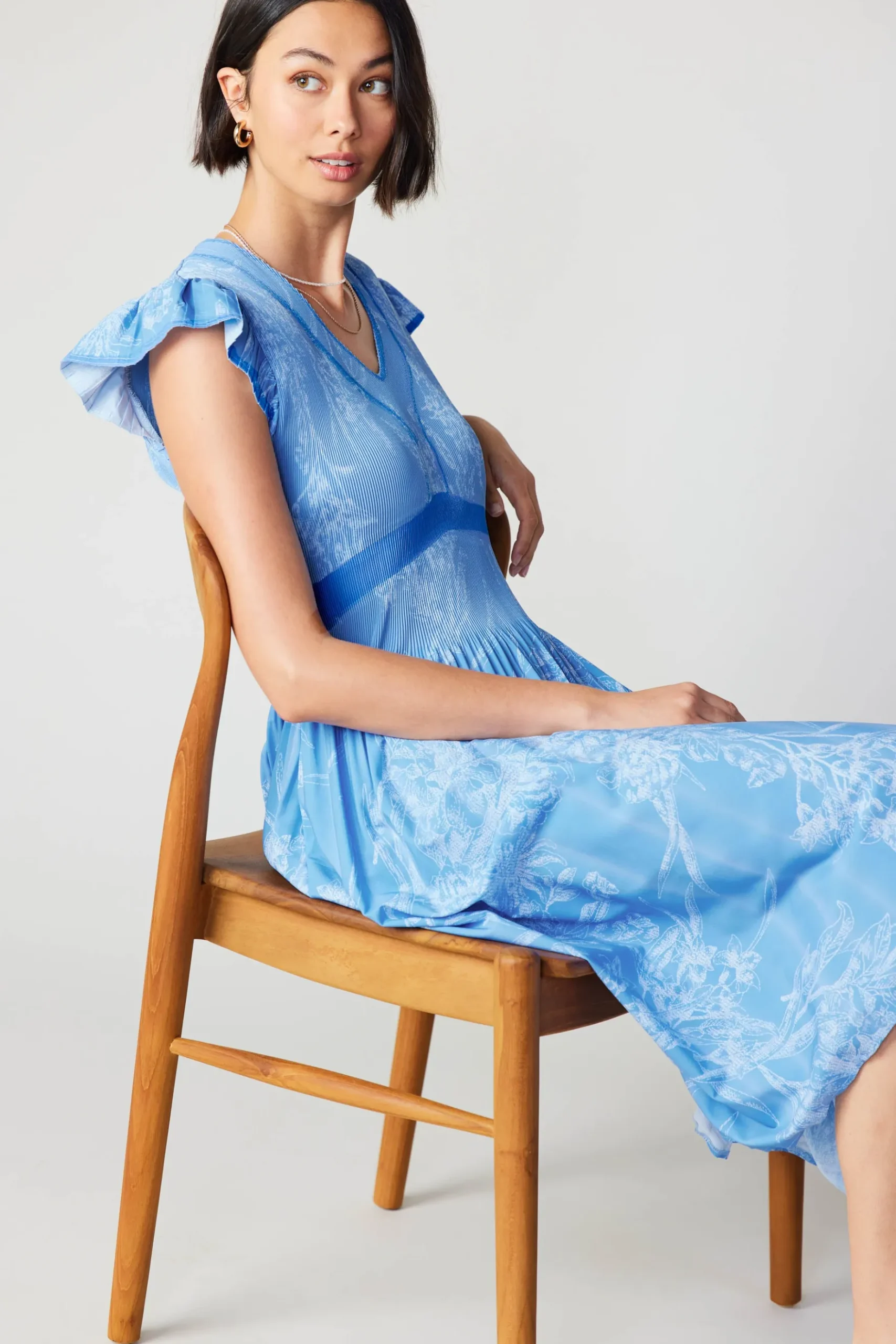 Current Air Carolina Pleated Skirt Midi Dress LIGHTBLUE Discount