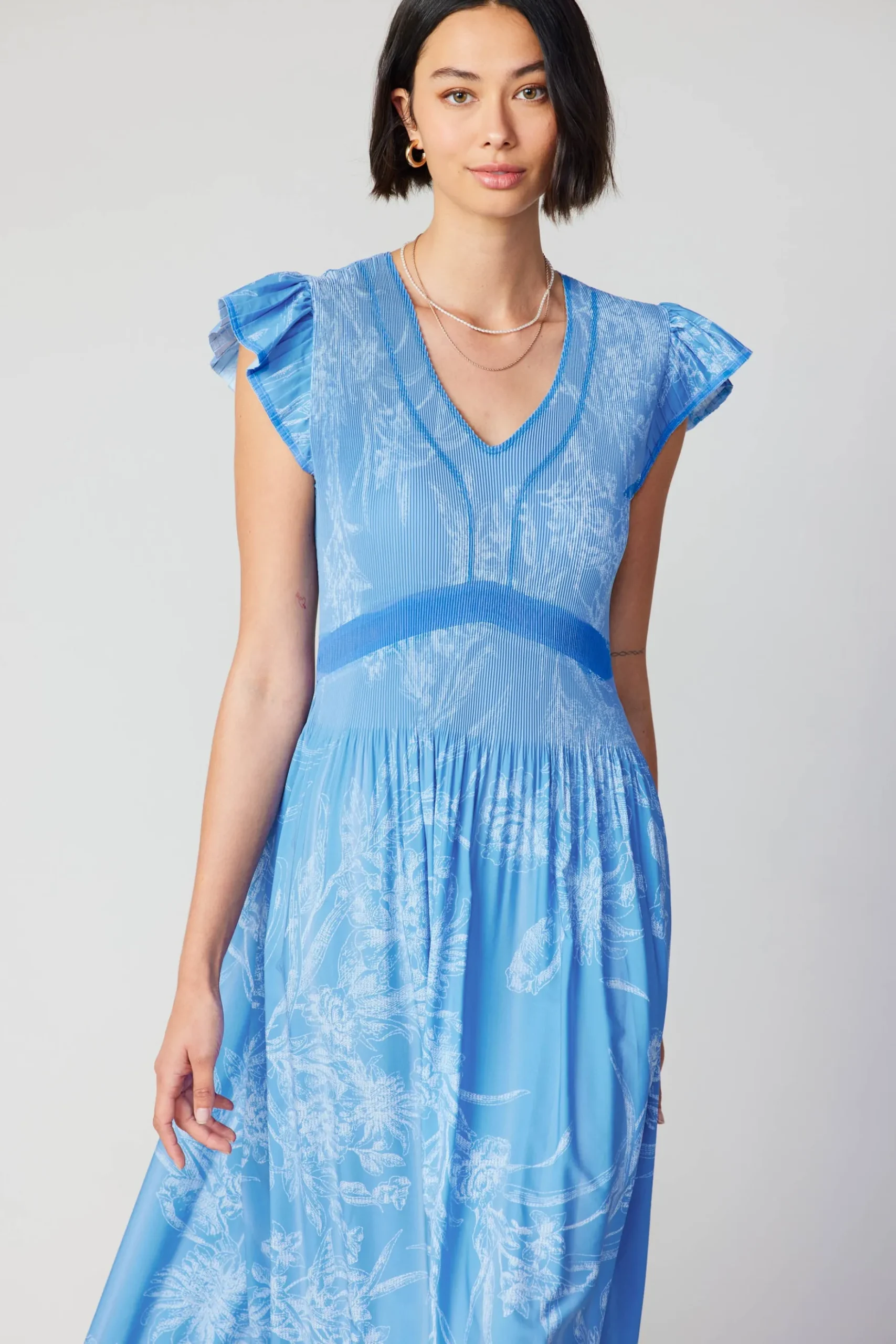 Current Air Carolina Pleated Skirt Midi Dress LIGHTBLUE Discount