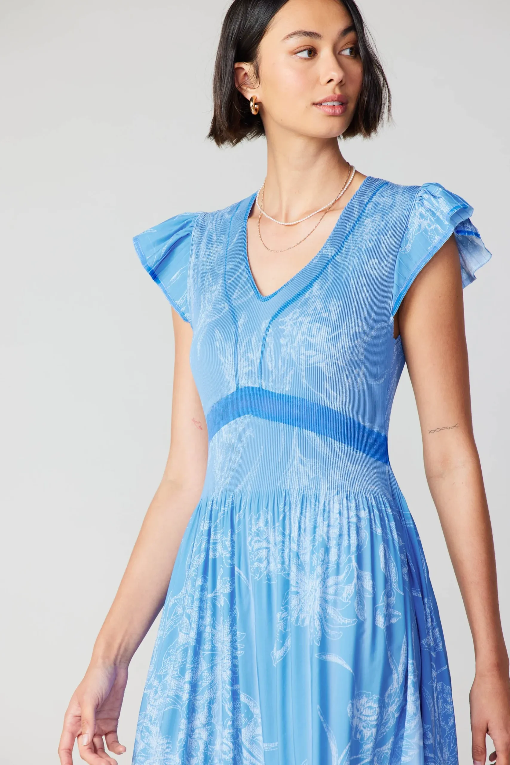 Current Air Carolina Pleated Skirt Midi Dress LIGHTBLUE Discount