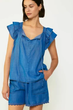 Current Air Back Cutout Top CHAMBRAY Online